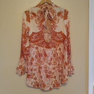 Free People Tie Neck blouse